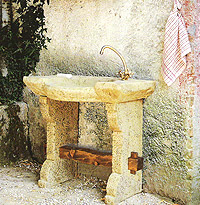 stone wall sink